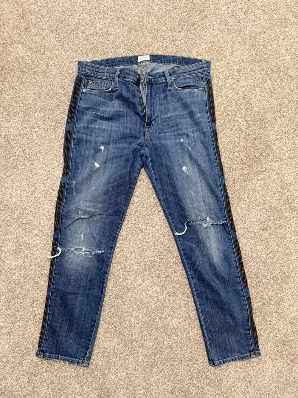 Hudson Jeans Slim Straight Distressed Blue Denim